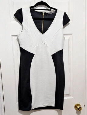 Suzy Shier Color Block Mini Dress in Black & White